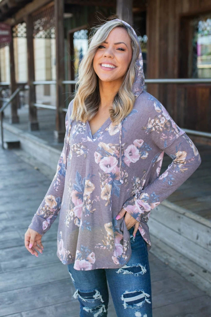 Boutique Simplified Dusty Lavender Floral Hoodie 7 Boutique Simplified Dusty Lavender Floral Hoodie