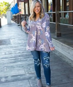Boutique Simplified Dusty Lavender Floral Hoodie 14 Boutique Simplified Dusty Lavender Floral Hoodie