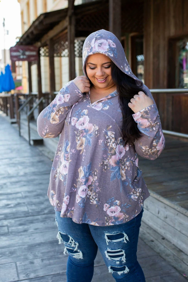 Boutique Simplified Dusty Lavender Floral Hoodie 5 Boutique Simplified Dusty Lavender Floral Hoodie