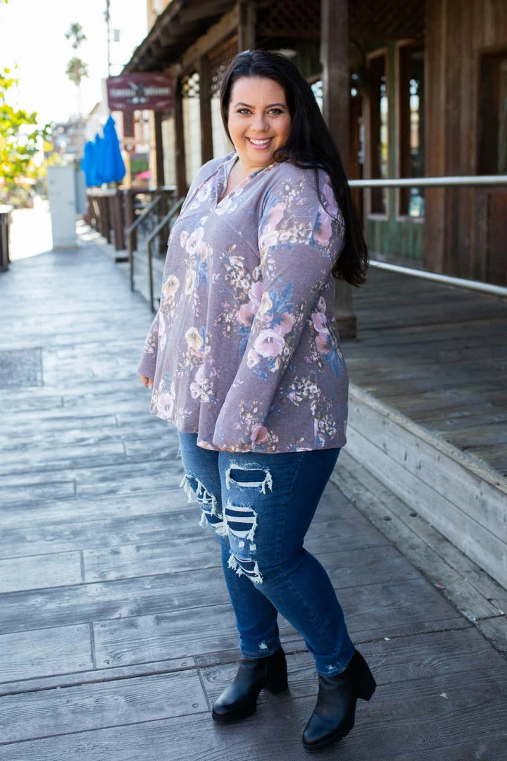 Boutique Simplified Dusty Lavender Floral Hoodie 3 Boutique Simplified Dusty Lavender Floral Hoodie