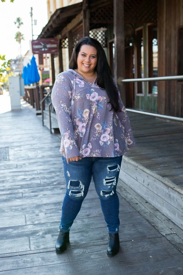 Boutique Simplified Dusty Lavender Floral Hoodie 2 Boutique Simplified Dusty Lavender Floral Hoodie