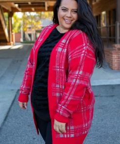 Boutique Simplified Mad About Plaid Sweater Cardigan