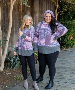 Boutique Simplified Purple Patchwork Hoodie