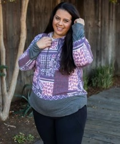 Boutique Simplified Purple Patchwork Hoodie