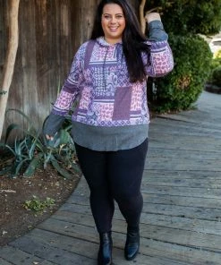 Boutique Simplified Purple Patchwork Hoodie