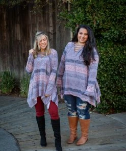 Boutique Simplified Floral Paths Long Sleeve Tunic