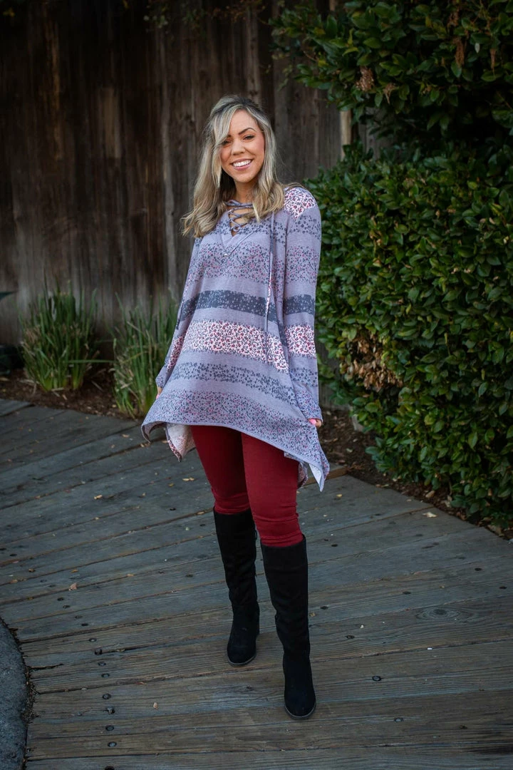 Boutique Simplified Floral Paths Long Sleeve Tunic 1 Boutique Simplified Floral Paths Long Sleeve Tunic