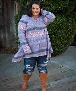 Boutique Simplified Floral Paths Long Sleeve Tunic 12 Boutique Simplified Floral Paths Long Sleeve Tunic