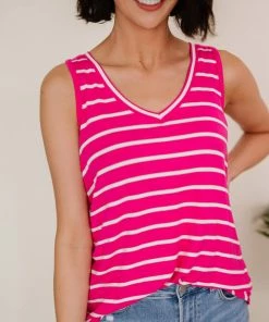 Trendsi Call Me Maybe Stripe Top - Pink & Coral Apparel