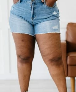 Trendsi Judy Blue Penny Full Size High-Waisted Distressed Shorts Apparel