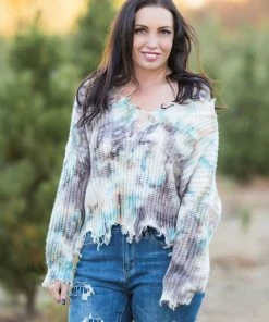 Boutique Simplified Chocolate Truffles Frayed Sweater