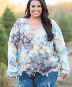 Boutique Simplified Chocolate Truffles Frayed Sweater