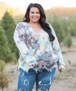 Boutique Simplified Chocolate Truffles Frayed Sweater