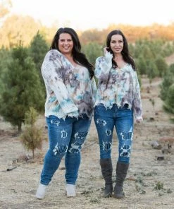 Boutique Simplified Chocolate Truffles Frayed Sweater