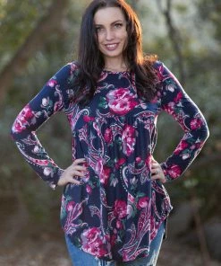 Boutique Simplified Paisley Marie Babydoll Top