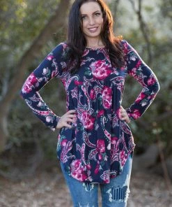 Boutique Simplified Paisley Marie Babydoll Top