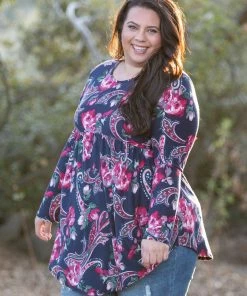 Boutique Simplified Paisley Marie Babydoll Top