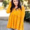 Boutique Simplified Golden Sunrise Babydoll Top