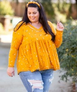 Boutique Simplified Golden Sunrise Babydoll Top