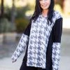 Boutique Simplified Houndstooth Long Sleeve Top