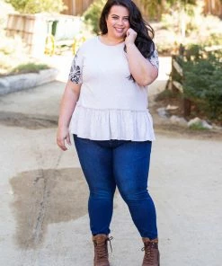 Boutique Simplified Sandy Tropics Peplum Top