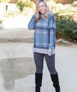 Boutique Simplified Teal Me About It Plaid Thumbhole Tunic 16 Boutique Simplified Teal Me About It Plaid Thumbhole Tunic