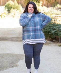 Boutique Simplified Teal Me About It Plaid Thumbhole Tunic 14 Boutique Simplified Teal Me About It Plaid Thumbhole Tunic