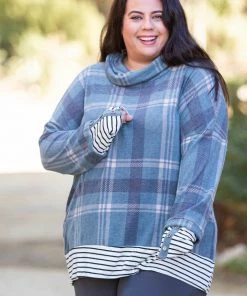 Boutique Simplified Teal Me About It Plaid Thumbhole Tunic 13 Boutique Simplified Teal Me About It Plaid Thumbhole Tunic