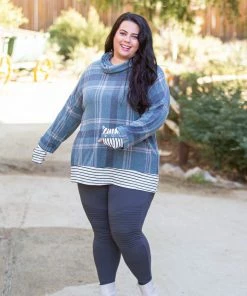 Boutique Simplified Teal Me About It Plaid Thumbhole Tunic 11 Boutique Simplified Teal Me About It Plaid Thumbhole Tunic