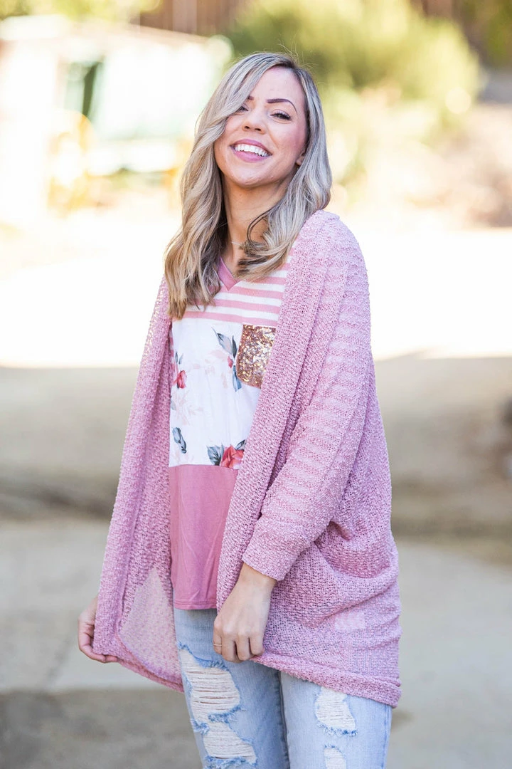 Boutique Simplified Making Me Blush Popcorn Knit Cardigan 1 Boutique Simplified Making Me Blush Popcorn Knit Cardigan