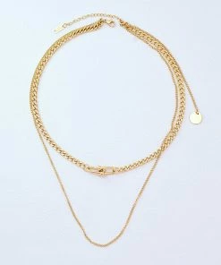 Trendsi Elegant Aesthetics Buckle Detail Double-Layered Necklace