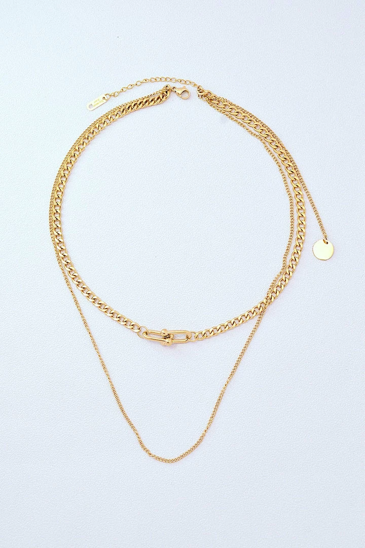 Trendsi Elegant Aesthetics Buckle Detail Double-Layered Necklace 1 Trendsi Elegant Aesthetics Buckle Detail Double-Layered Necklace