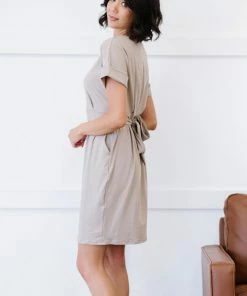 Trendsi Layla Tie-Waist Dress In Ash Mocha, Deep Camel And Kelly Green Apparel