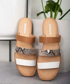 Trendsi Apparel Begin Anew Snakeskin Tri-Strap Sandals