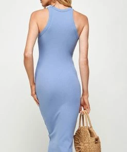 8 Core Apparel Montly Racerback Bodycon Dress In Ice Blue