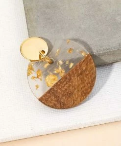 Boutique Simplified Golden Wood Drop Earrings Apparel