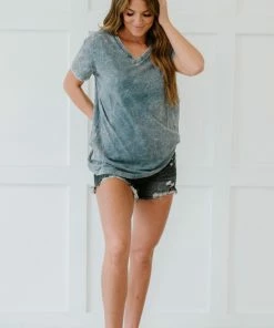 Trendsi Summer Special Acid Wash Tee Shirt (GHG-S, XL)