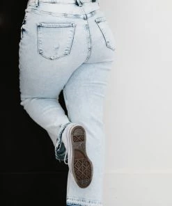 Trendsi RISEN Stella Acid Wash Distressed Straight Jeans Apparel