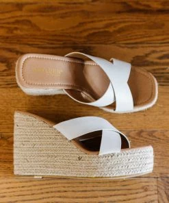 Trendsi High Hopes Crisscross Strap Espadrille Wedges In White Apparel