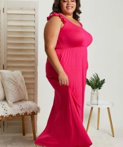 Trendsi Santa Monica Flutter Sleeve Maxi Dress