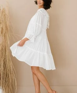 Trendsi Up, Up, And Away Tiered Crochet Trim Dress Apparel
