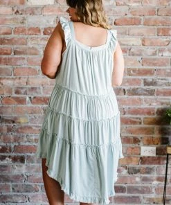 Trendsi Apparel Beautiful Skies Tiered High-Low Dress