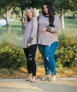 Boutique Simplified Between The Lines Long Sleeve Top