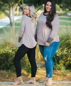 Boutique Simplified Between The Lines Long Sleeve Top