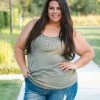 Boutique Simplified Heart & Soul Tank In Olive