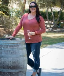 Boutique Simplified XL Spiced Latte Long Sleeve Top