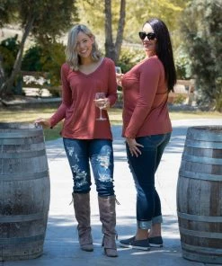 Boutique Simplified XL Spiced Latte Long Sleeve Top