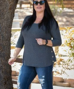 Boutique Simplified Charcoal Illusions 3/4 Sleeve