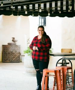 Boutique Simplified Mad About Plaid Pullover - Red