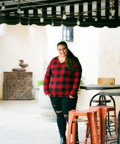 Boutique Simplified Mad About Plaid Pullover - Red